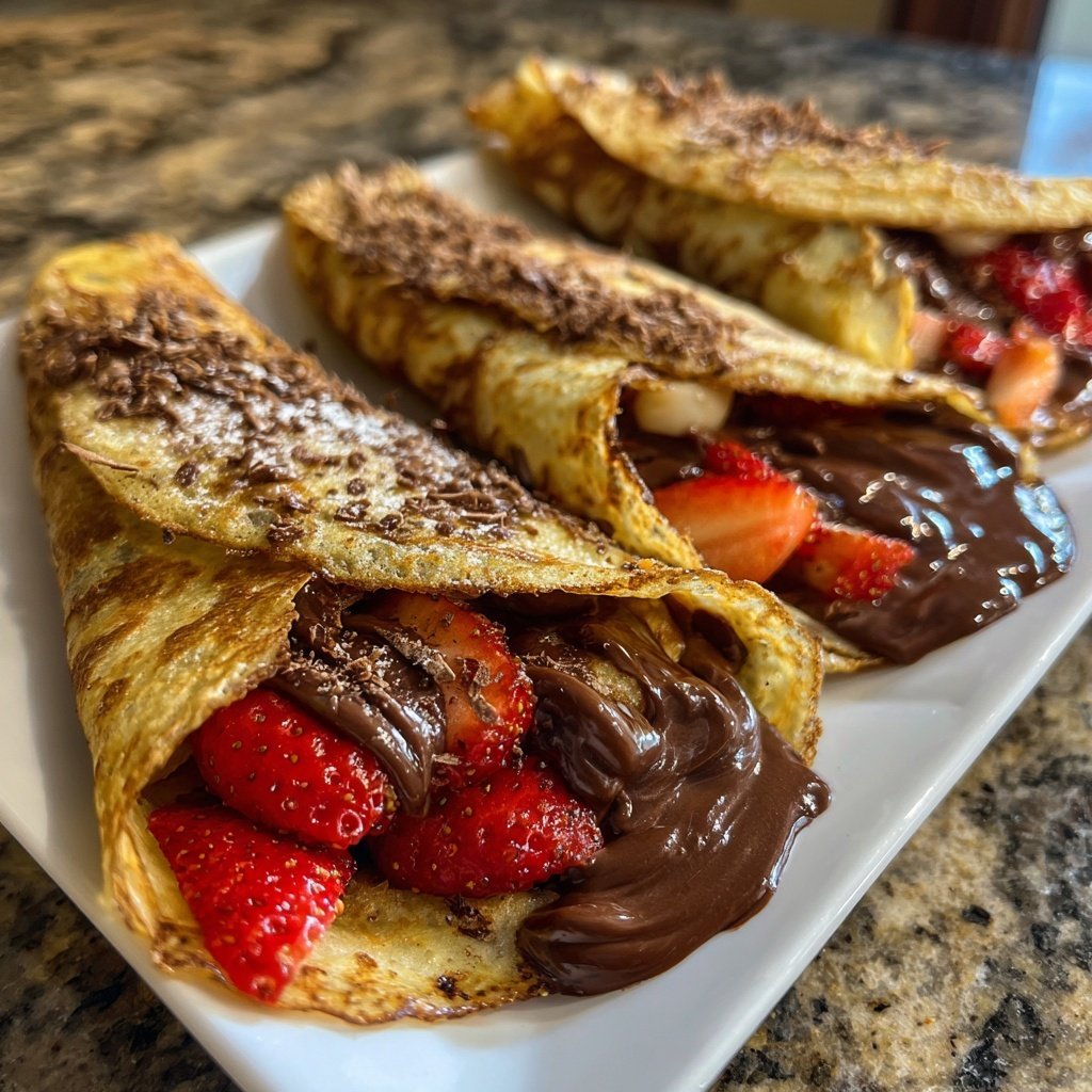 Valentine Breakfast Chocolate Stuffed Crepes