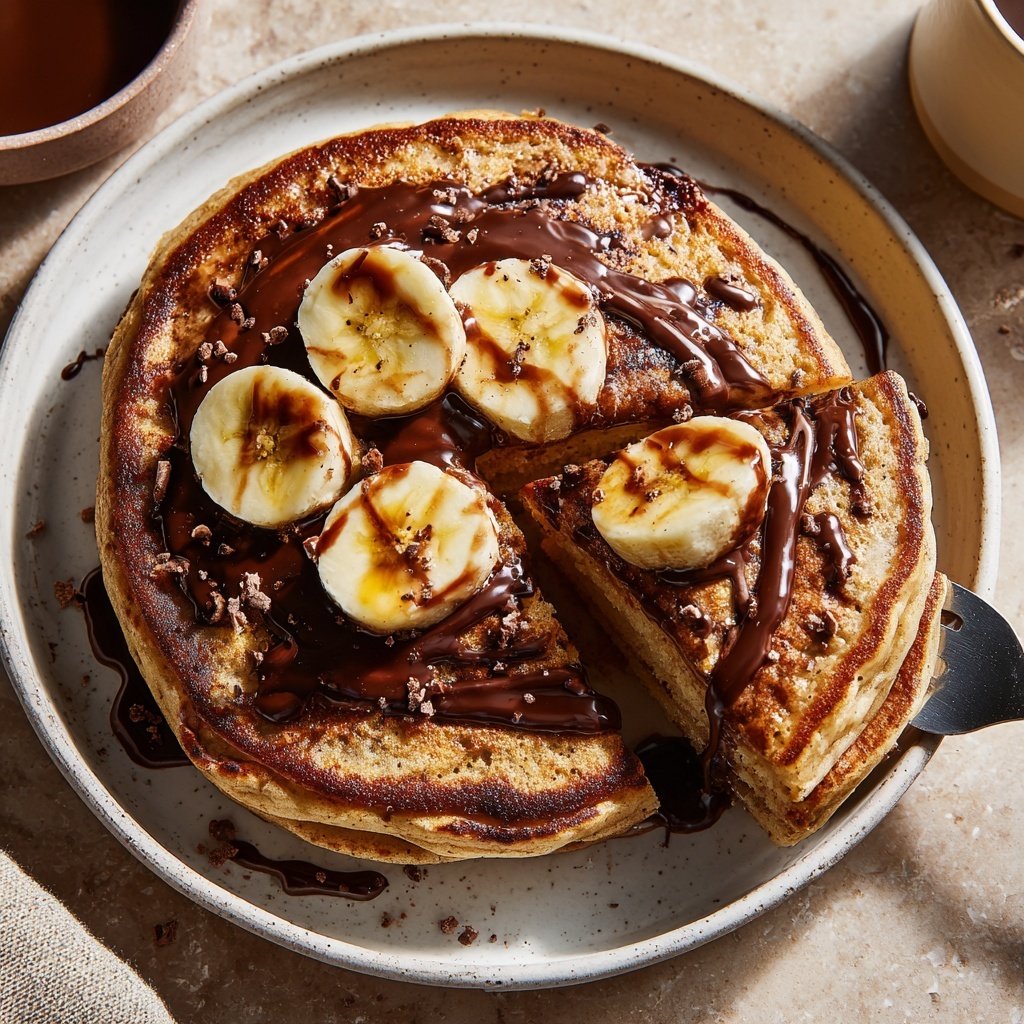 Valentine Breakfast Chocolate Banana Pancakes