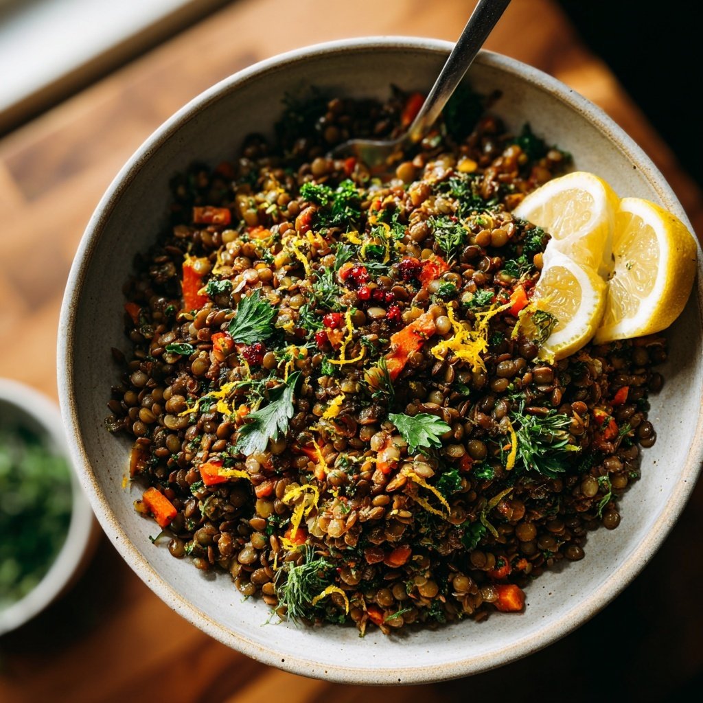 Healthy Lunch Lemon Lentil Bowl