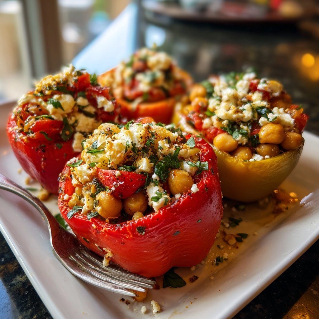 Mediterranean Chickpea Stuffed Peppers