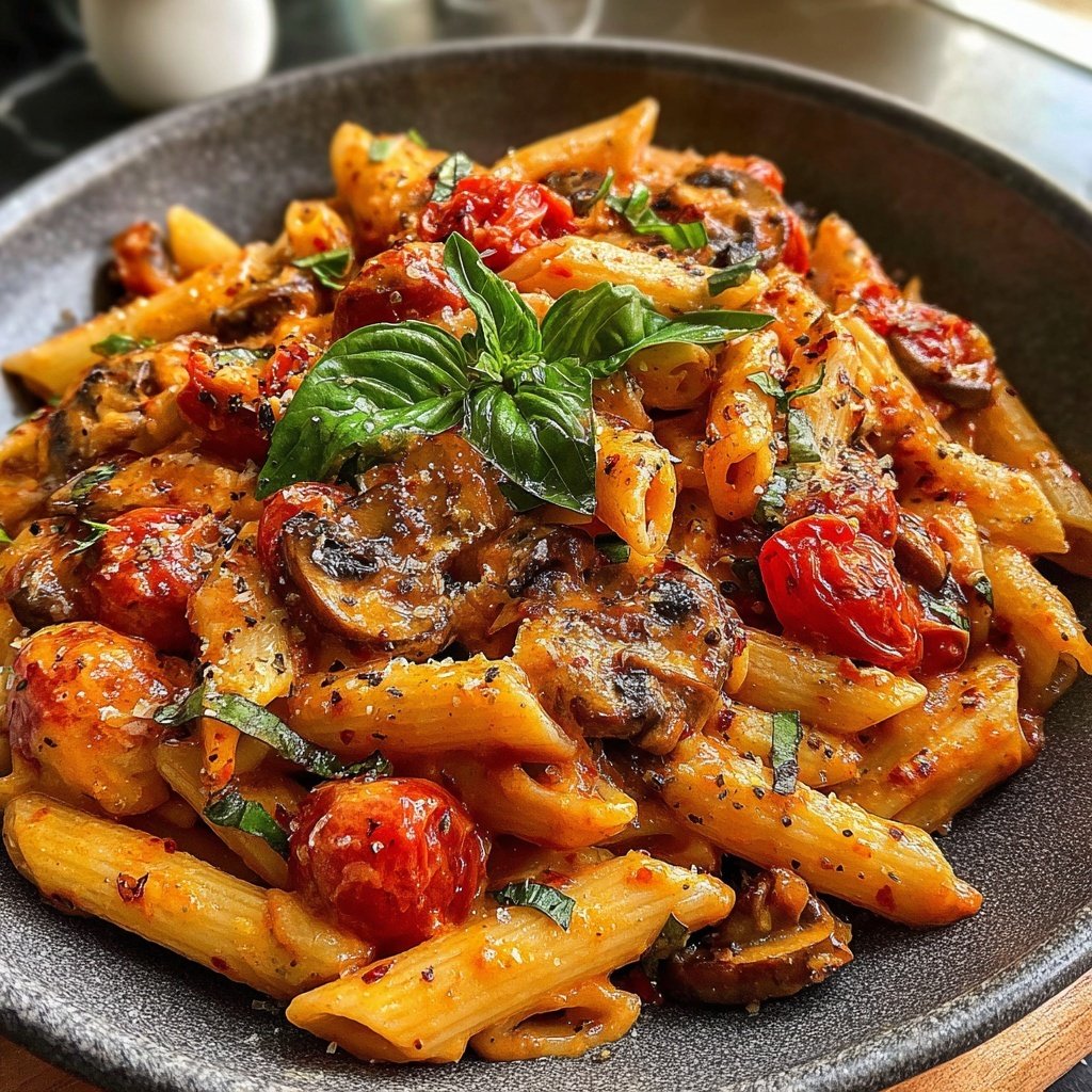 Romantic Creamy Tomato Mushroom Pasta