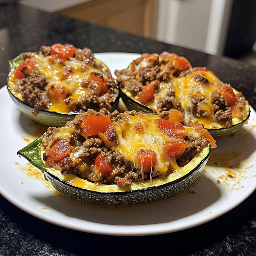 Ground Beef Stuffed Zucchini