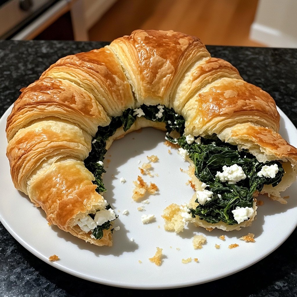 Healthy Spinach and Feta Croissant