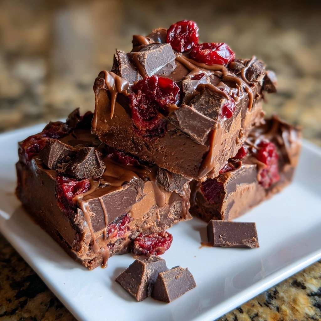 Chocolate Cherry Fudge Squares