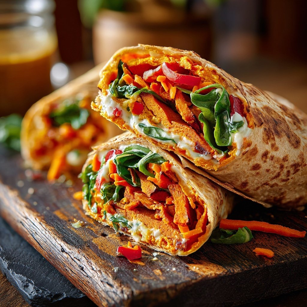 Roasted Sweet Potato Veggie Wrap