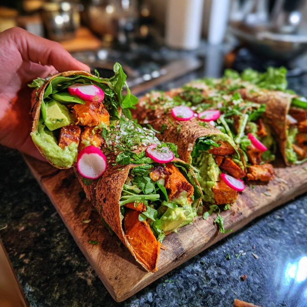 Healthy Lunch Roasted Sweet Potato Wraps
